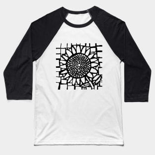 Mosaic Sunflower Monochrome Baseball T-Shirt